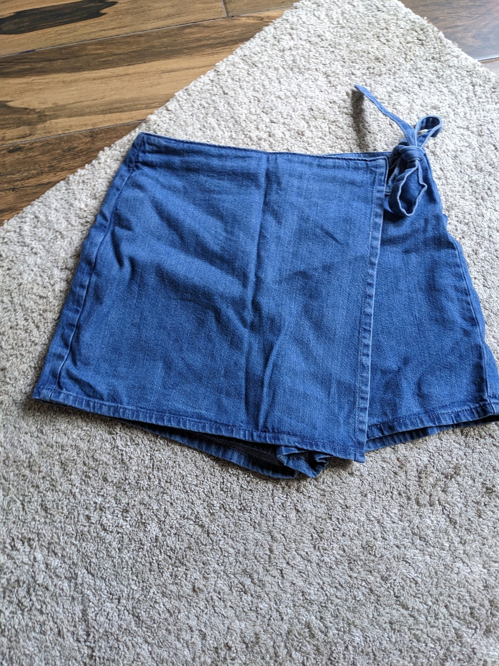 LOFT Blue Denim Wrap Skort with Side Tie